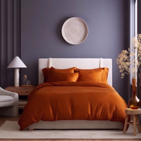 NWOT Quince Bamboo Queen Duvet Cover in Terracotta - Picture 2 of 6